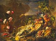 Jan Davidsz. de Heem Fruit and a Vase of Flowers France oil painting artist